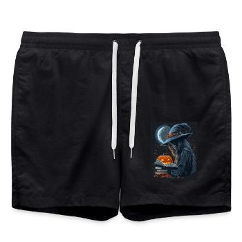 Halloween Cadeau Femmes Sorcière Hommes Enfants Décoration - Short de bain - noir - Devant - AI Model Male 185 light (185cm)