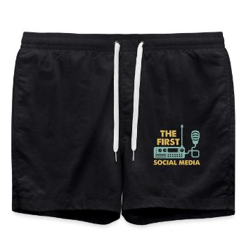 Das Erste Soziale Medium Funkgerät Mikrofon Retro - Badeshorts - Schwarz - Vorne - AI Model Male 185 light (185cm)