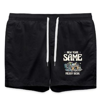New Year Same Messy Desk - Swim Trunks - black - Front - AI Model Male 185 light (185cm)