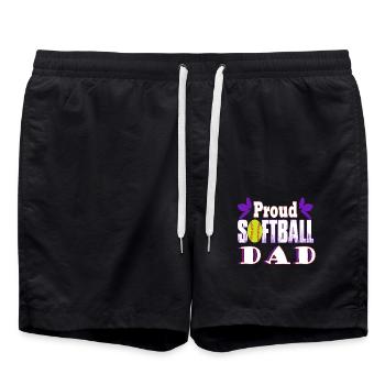 Proud Softball Dad - Swim Trunks - black - Front - AI Model Male 185 light (185cm)