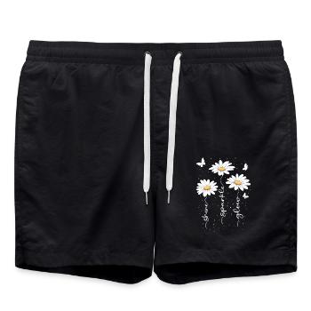Sommer Blumen Blume Inspiration Motivation Spruch - Badeshorts - Schwarz - Vorne - AI Model Male 185 light (185cm)
