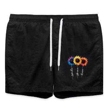 Summer Flowers Flower Inspiration Motivational Saying - Swim Trunks - black - Front - AI Model Male 185 light (185cm)