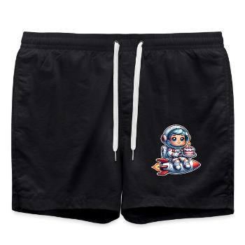 Anniversaire astronaute - Short de bain - noir - Devant - AI Model Male 185 light (185cm)