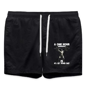 A One Hour Workout Is 4% Of Your Day 6 - Badeshorts - Schwarz - Vorne - AI Model Male 185 light (185cm)