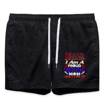 I Am A Proud Softball Mom - Swim Trunks - black - Front - AI Model Male 185 light (185cm)