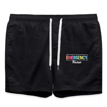 Emergency Nurse Krankenschwester - Swim Trunks - black - Front - AI Model Male 185 light (185cm)