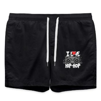 J’aime le hip hop Hip hop Musique hip hop Boombox Rap - Short de bain - noir - Devant - AI Model Male 185 light (185cm)