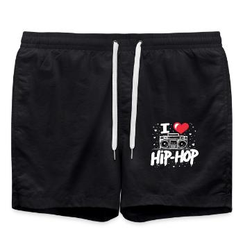 J’aime le hip hop Hip hop Musique hip hop Boombox Rap - Short de bain - noir - Devant - AI Model Male 185 light (185cm)