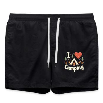 I Love Camping Camping Camper Camping Outdoor - Swim Trunks - black - Front - AI Model Male 185 light (185cm)