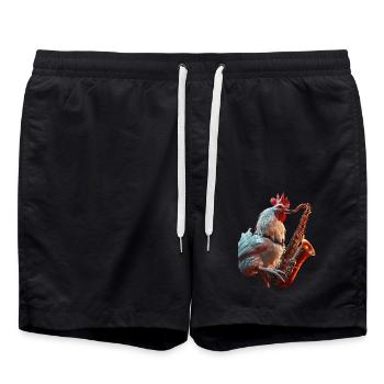 Hahn Saxophon - Badeshorts - Schwarz - Vorne - AI Model Male 185 light (185cm)