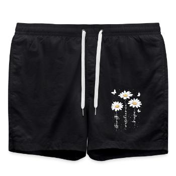 Summer Flowers Flower Inspiration Motivational Saying - Swim Trunks - black - Front - AI Model Male 185 light (185cm)