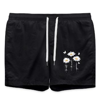 Sommer Blumen Blume Inspiration Motivation Spruch - Badeshorts - Schwarz - Vorne - AI Model Male 185 light (185cm)