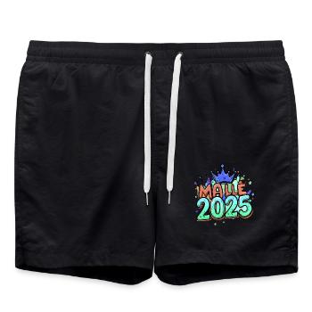 Malle 2025 Krone - Mallorca Holidays - Swim Trunks - black - Front - AI Model Male 185 light (185cm)