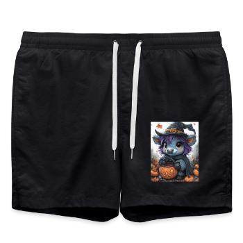 Halloween Cadeau Femmes Vache Hommes Enfants Décoration - Short de bain - noir - Devant - AI Model Male 185 light (185cm)