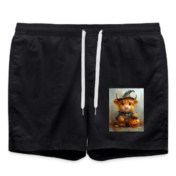 Halloween Cadeau Femmes Vache Hommes Enfants Décoration - Short de bain - noir - Devant - AI Model Male 185 light (185cm)