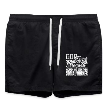 Social Worker God Made Social Workers - Swim Trunks - black - Front - AI Model Male 185 light (185cm)