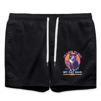 I'd Love To But My Cat Said No - Badeshorts - Schwarz - Vorne - AI Model Male 185 light (185cm)