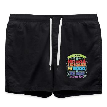 I Socialize With The Voices In My Head - Badeshorts - Schwarz - Vorne - AI Model Male 185 light (185cm)
