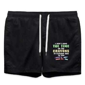 I Don't Have The Time Or The Crayons To Explain - Badeshorts - Schwarz - Vorne - AI Model Male 185 light (185cm)