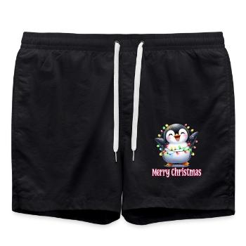 Cute Penguin Christmas Merry Christmas - Swim Trunks - black - Front - AI Model Male 185 light (185cm)