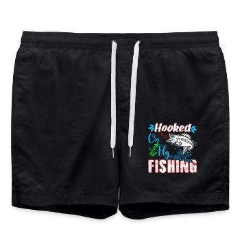 Hooked On Fly Fishing - Swim Trunks - black - Front - AI Model Male 185 light (185cm)