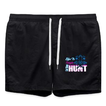 Hunting Life Is Simple Eat Sleep Hunt - Swim Trunks - black - Front - AI Model Male 185 light (185cm)