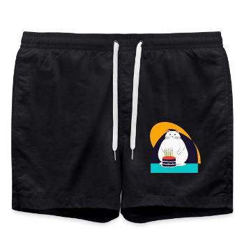 Cat celebrates fifth birthday - Swim Trunks - black - Front - AI Model Male 185 light (185cm)
