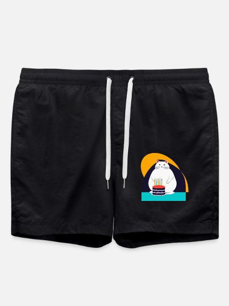 Cat celebrates fifth birthday - Swim Trunks - black