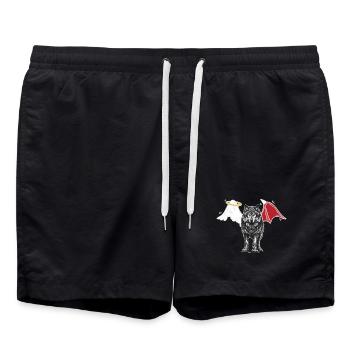 Loup loup ange diable Halloween loup-garou occulte - Short de bain - noir - Devant - AI Model Male 185 light (185cm)