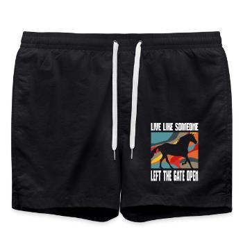 Lebe Wie Jemand Das Tor Offen Gelassen Hat Pferd - Badeshorts - Schwarz - Vorne - AI Model Male 185 light (185cm)