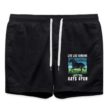 Lebe Wie Jemand Das Tor Offen Gelassen Hat Pferd - Badeshorts - Schwarz - Vorne - AI Model Male 185 light (185cm)
