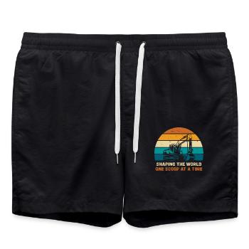 Gestalte Die Welt Mit Jedem Baggerhub - Badeshorts - Schwarz - Vorne - AI Model Male 185 light (185cm)