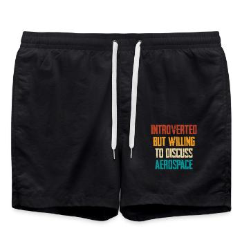 Introvertiert Aber Bereit Über Luft- Und Raumfahrt - Badeshorts - Schwarz - Vorne - AI Model Male 185 light (185cm)