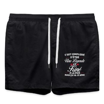 A legend and physiotherapist - Swim Trunks - black - Front - AI Model Male 185 light (185cm)