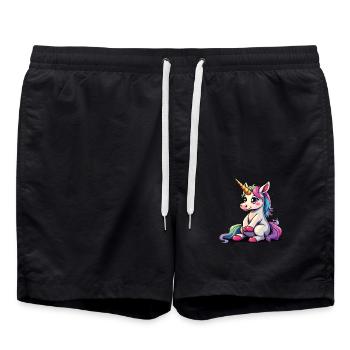 Mignon Licorne Idée Cadeau Magique Licorne Fans - Short de bain - noir - Devant - AI Model Male 185 light (185cm)