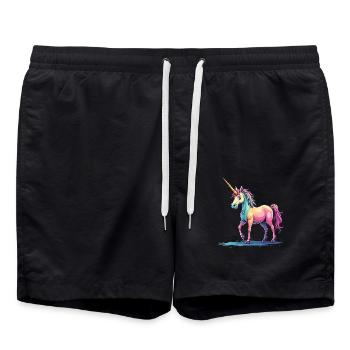 Mignon Licorne Idée Cadeau Magique Licorne Fans - Short de bain - noir - Devant - AI Model Male 185 light (185cm)