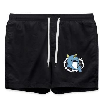 Funny Narwhal - Swim Trunks - black - Front - AI Model Male 185 light (185cm)
