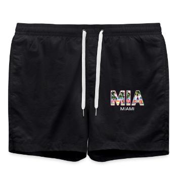 Miami Mia Miami – Tropisches Flair für USA-Fans - Badeshorts - Schwarz - Vorne - AI Model Male 185 light (185cm)