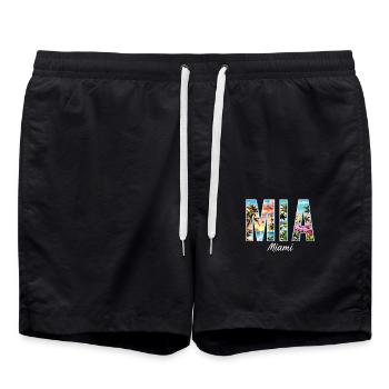 Miami Mia Miami – Tropical flair for USA fans - Swim Trunks - black - Front - AI Model Male 185 light (185cm)