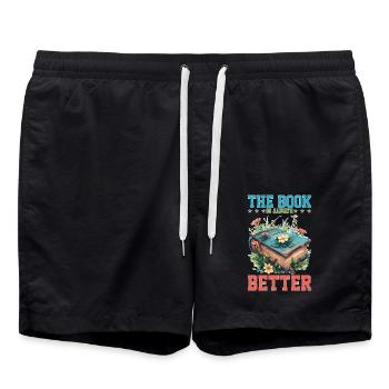 The Book Is Always Better - Badeshorts - Schwarz - Vorne - AI Model Male 185 light (185cm)