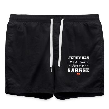 J'peux pas j'ai du boulot au garage papa bricoleur - Short de bain - noir - Devant - AI Model Male 185 light (185cm)