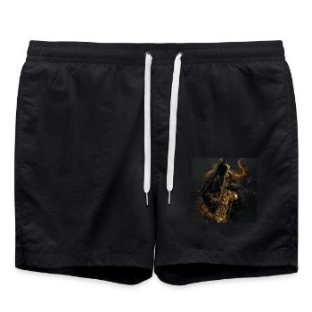 Saxophon - Badeshorts - Schwarz - Vorne - AI Model Male 185 light (185cm)