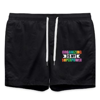Organizing is my superpower Bunte - Swim Trunks - black - Front - AI Model Male 185 light (185cm)
