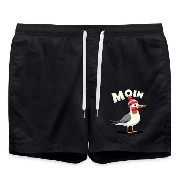 Moin Möwe - Badeshorts - Schwarz - Vorne - AI Model Male 185 light (185cm)