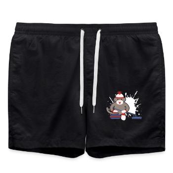 Sock Monkey Curling - Swim Trunks - black - Front - AI Model Male 185 light (185cm)