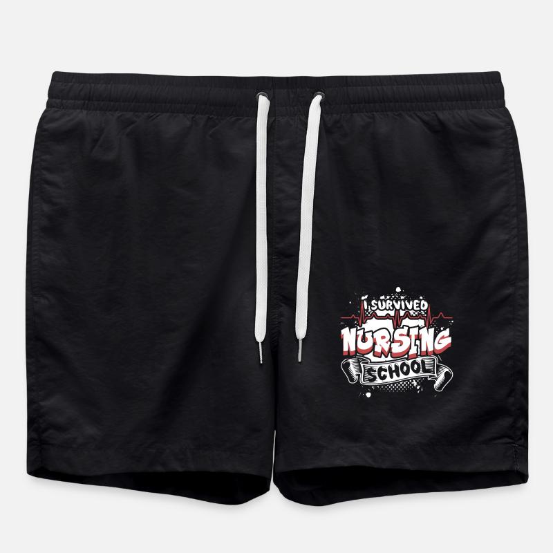 I Survived Nursing School - Swim Trunks - black
