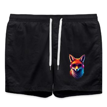 Funny Fox Fox Art Animal Nature Wildlife Animals - Swim Trunks - black - Front - AI Model Male 185 light (185cm)