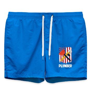 Outils de plombier devant le drapeau américain - Short de bain - cobalt blue - Devant
