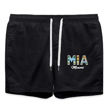 Miami Mia Miami – Tropical flair for USA fans - Swim Trunks - black - Front - AI Model Male 185 light (185cm)
