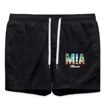 Miami Mia Miami – Tropical flair for USA fans - Swim Trunks - black - Front - AI Model Male 185 light (185cm)
